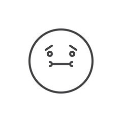 Nauseated face emoticon line icon