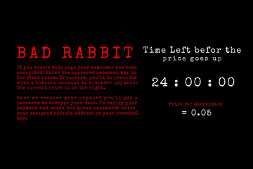 The Bad Rabbit and binary code. the Rabbit and ransomware concept Security.