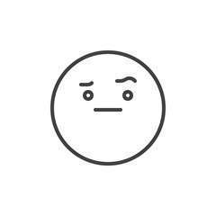 Face with raised eyebrow emoticon line icon