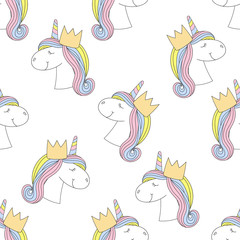 Fashion seamless print. Pattern with unicorn.