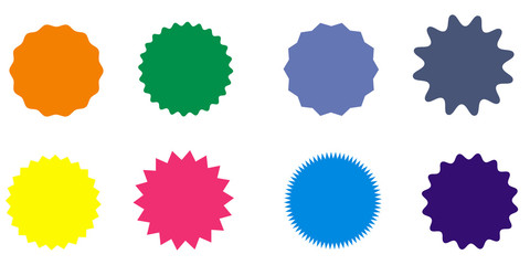 Set of vector starburst, sunburst badges.  Vintage labels. Colored stickers. A collection of different types and colors icon.