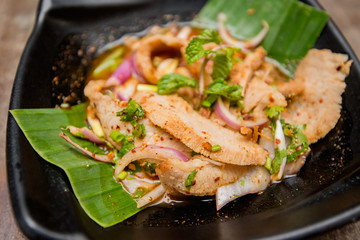 Sliced grilled beef salad, Thai food