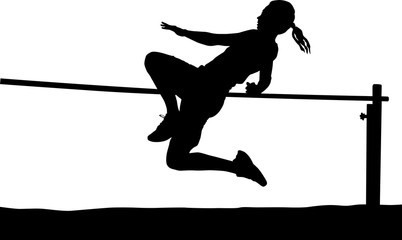 female high jumper clearing bar