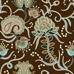 Foto op Canvas Seamless pattern with stylized flowers and plants. Decorative style. Hand drawn floral wallpaper. Floral backdrop © sunny_lion