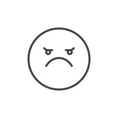 Angry face emoticon line icon