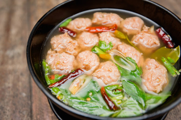 spicy meat ball soup, Thailand food