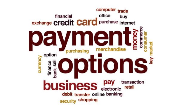 Payment options animated word cloud, text design animation.