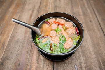 spicy meat ball soup, Thailand food