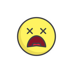 Scared face emoticon filled outline icon