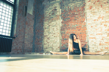 Ballerina dancing indoor, vintage. Healthy lifestyle ballet © petunyia