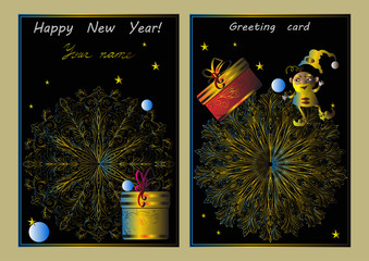   Happy New Year greeting Invitation card, vector