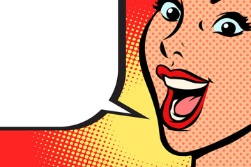Close-up pop art woman face smile © rogistok
