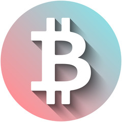 Obraz premium Bitcoin flat icon isolated on white background for using in web projects or mobile applications. Cryptocurrency round symbol. Vector EPS 10