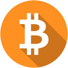 Bitcoin flat icon isolated on white background for using in web projects or mobile applications. Cryptocurrency round symbol. Vector EPS 10