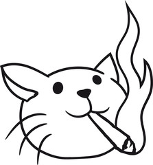 kopf gesicht joint hanf weed cannabis rauchen zigarette drogen bekifft stoned kiffen klein kind baby hübsch süß niedlich katze kätzchen comic cartoon design haustier