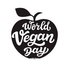 Obraz premium World vegan day. Vector lettering