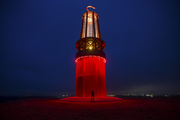 geleucht mining statue moers germany at night © Tobias Arhelger