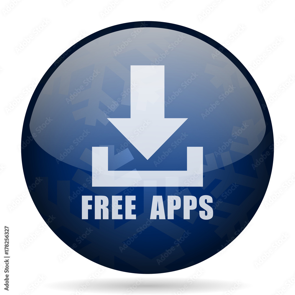 Poster free apps blue winter christmas design web icon. round button for internet and mobile phone applicat
