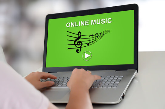 Online music concept on a laptop