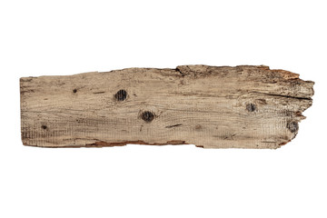 Old plank of wood isolated on white - obrazy, fototapety, plakaty