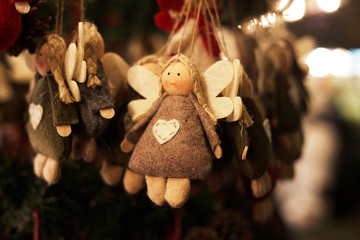 Handmade  angel hanging at the  market stall