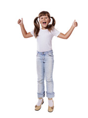 Obraz premium girl standing thumbs up
