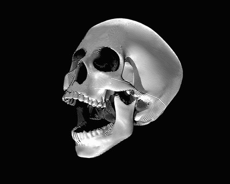 Engraving skull illustration scream on black BG