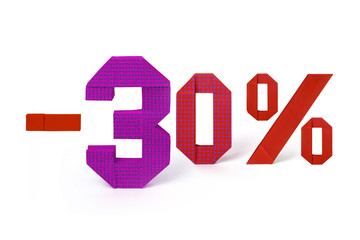 Origami text of discount sale 30 percent