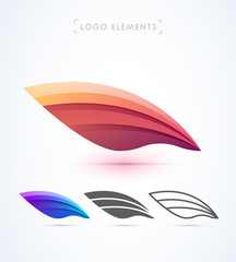 Vector abstract wing logo template. Airplane, airport, aircraft icons. Material design, flat, line style