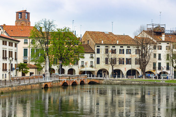 Fototapeta na wymiar The northern Italian town of Treviso in the province of Veneto, it is located close to Treviso, Padua and, Vicenza. View of the city of Treviso Italy. Venetian architecture in Treviso, Italy.