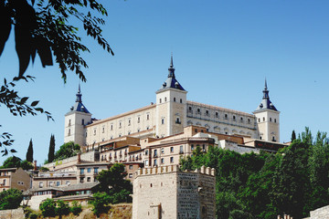 Fototapeta na wymiar View of Toledo Castle, old town in Spain. Retro, vintage photo style