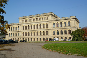 Fototapeta na wymiar View of the building of the Konigsberg exchange. Kaliningrad