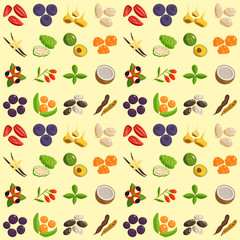 Vector berries seamless pattern vegetarian with berry branches background illustration