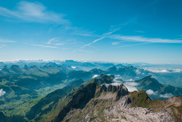 Fototapeta premium View from Säntis - mountain landscape (switzerland)