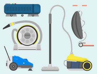 Professional cleaning equipment isolated vector home cleanup vacuum housekeeping service cleaning equipment housework tools.