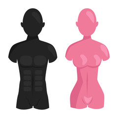 Vector dummy mannequin model poses male and female beautiful attractive sculpture plastic figure silhouette.