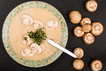 Bowl of Fresh Mushroom Soup