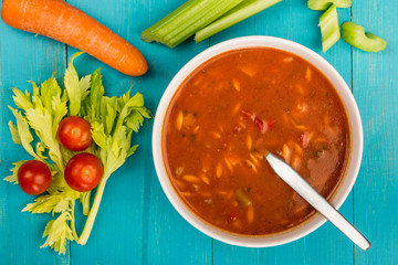 Bowl of Fresh Italian Style Minestrone Soup