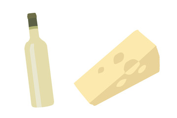Minimal Cheese Block & Wine Bottle