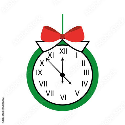 Christmas Clock Frame Bow Ribbon Decoration Stock Image And