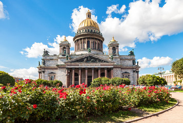 Famous Saint Isaac's Cathedral in St. Petersburg in summer sunny day, Russia