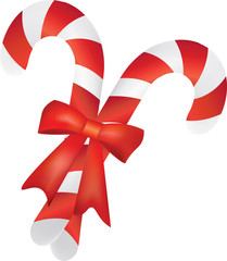 Fototapeta na wymiar Christmas candy pair with red ribbon