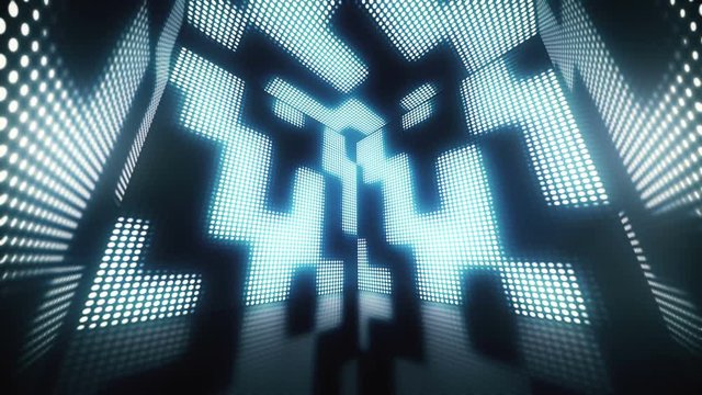 Abstract magical blue box of LEDs