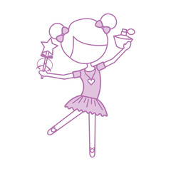 little girl dancer ballet holding magic wand and bottle perfume