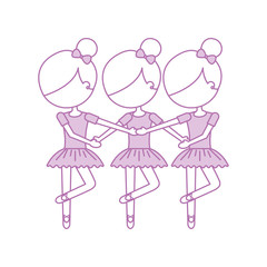 three girls dancing ballet classic practice
