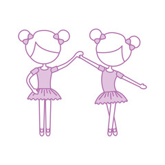 two ballet girl dance standing in pose