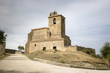 Fototapeta na wymiar Santa Maria la Mayor church in Pozalmuro village, province of Soria, Spain