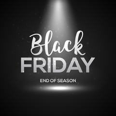 Black friday banner with light. Dark spotlight design vackground with black friday poster