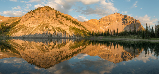 Pentagon Mountain and Dean Lake at sunrise