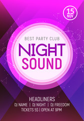 Electro dance party music night poster template. Electro style concert disco club party event invitation
